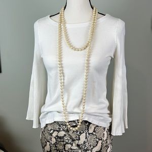 Ann Taylor White Sweater with Angel sleeves